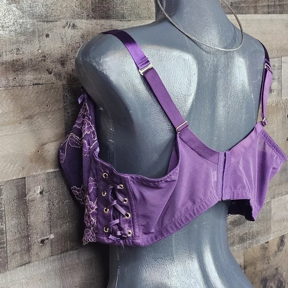 Cacique Purple Unlined Balconette Bra 46DD - Picture 8 of 10